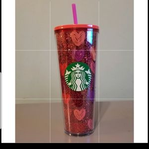 Starbucks 2022 Valentines Red Glitter Heart Tumbler